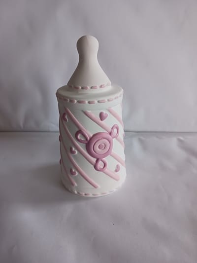 Aardewerk Spaarpot Roze Taart 12x6cm