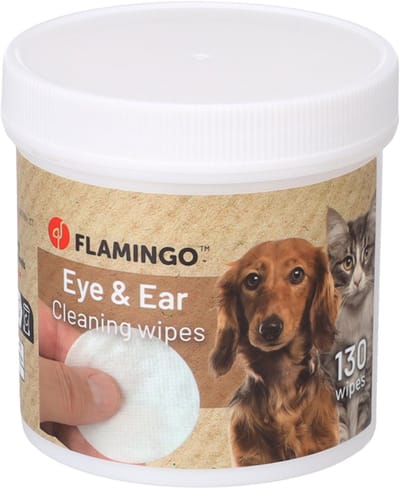 Flamingo - oog en oor reinigingspads voor honden en katten - 130 stuks per potje** handig en hygiênish