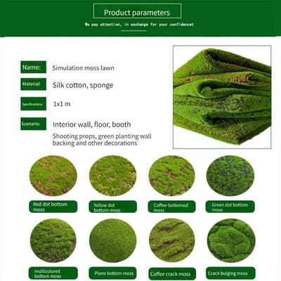 Kunstmatige Mosmat - Nepgrasmat Moswand - Decoratie Binnen Buiten - 18 Verschillende Stijlen - 1x1m - Groen