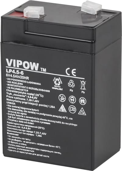 Vipow Serie - Gel Accu - 6V 4,5Ah - Onderhoudsvrij
