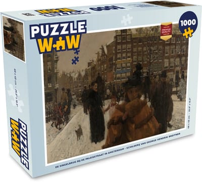 Puzzel De Singelbrug bij de Paleisstraat in Amsterdam - Schilderij van George Hendrik Breitner - Legpuzzel - Puzzel 1000 stukjes volwassenen