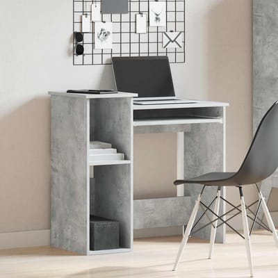 vidaXL - Bureau - met - schappen - 84x40x78 - cm - bewerkt - hout - betongrijs