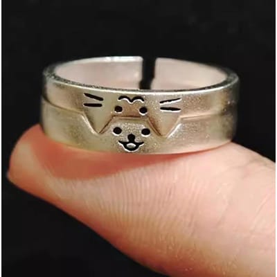 1/2 stuks Nieuwe Mooie Kat Hond Dier Koppelsring voor Koppel Handgemaakt Openen Verstelbare Ringen Valentijnsdag Ringen Mode Sieraden brown