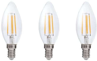 Kobi LED Filamentlamp E14 4W - 470lm - 3000K - 360° Licht - 230V - Kleine Bolvorm - Voor Sfeerverlichting in Lampenkappen of Nissen - 3 stuks