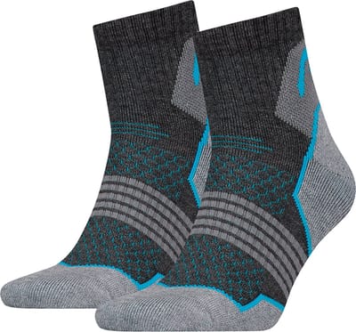 HEAD - 4-Pack - Hiking Kwart Sokken - Schokabsorptie Flexzone - Heren / Dames - grijs / blauw - 35-38 - 701219909