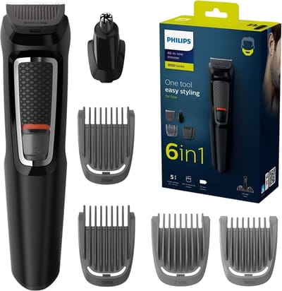 Philips Multigroom Series 3000 MG3711/15 - Baardtrimmer - Zelfslĳpende Messen - 60 min Batterĳ - Waterbestendig