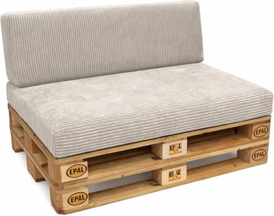 Palletkussens Set - Tuinkussens Loungekussens - Zitcomfort Creëren - Afneembare Wasbare Hoezen - 120x80 120x40 cm - Ivoor Ribstof