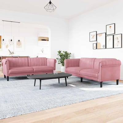 vidaXL - 2-delige - Loungeset - fluweel - roze