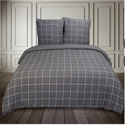 Luxe Katoen Flanel dekbedovertrek Noche Anthracite - 240x220