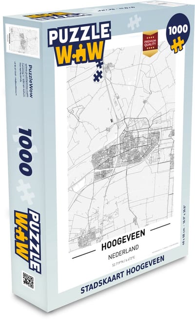 Puzzel Stadskaart Hoogeveen - Legpuzzel - Puzzel 1000 stukjes volwassenen - Plattegrond