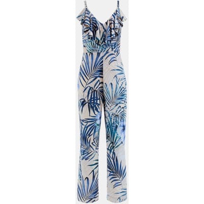 GUESS  Eco Alice Slinky Overall Fiji Palm Print Maat: L | Jumpsuits Outlet | Dames | Blauw