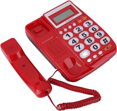 Vaste Telefoon - Telefoon met Snoer - Duidelijke Communicatie - Grote Knoppen - 22.5 x 22.5 x 7 cm - Rood