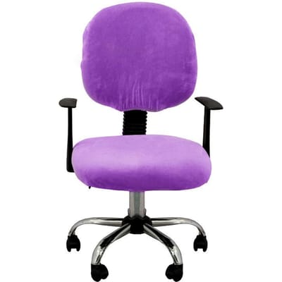 Zachte Warme Zachte Velours Kantoor Split Stoelhoezen Effen Kleur Computerstoelen Hoes Universele Stoelbeschermer(Zitting + Rugleuning ) purple