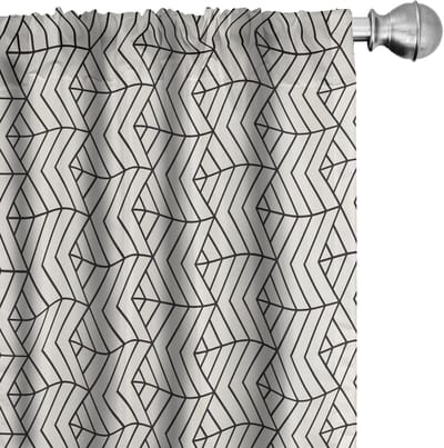 ABAKUHAUS Geometrische Gordijnen – 2x75x175 cm – Microvezel – Beige/Koksgrauw