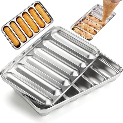 Dailygoods- Worstvorm Roestvrij Staal - Bakvorm - Hot Dog Bakvorm - Keukenbakken - Vaatwasserbestendig - Ovenbestendig - Afmetingen 19x11x3 cm