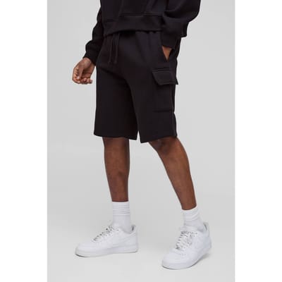 Hoge Losse Pasvorm Middellange Cargo Shorts | Black | Size Small