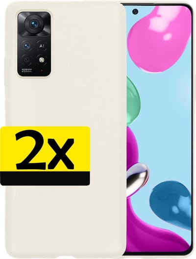 Hoesje - 2 Stuks - Geschikt voor Xiaomi Redmi Note 11 - Sterk & Shockproof - Case Siliconen - Back Cover - Telefoon Hoes - Telefoonhoesjes - Wit