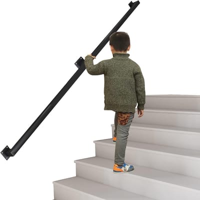 Stevige Trapleuning Zwart - Binnen en Buiten - Wandmontage - Diverse Maten