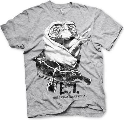 E.T. Biking T-shirt met distressed-look, heathergrijs