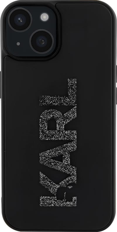 iPhone 15 Plus Backcase hoesje - Karl Lagerfeld - Effen Zwart - TPU (Zacht)