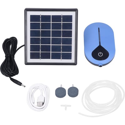Pompe à Air Solaire à Oxygène 3 Vitesses Grand Volume Faible Bruit 6V 1.5W pour Aquarium gray
