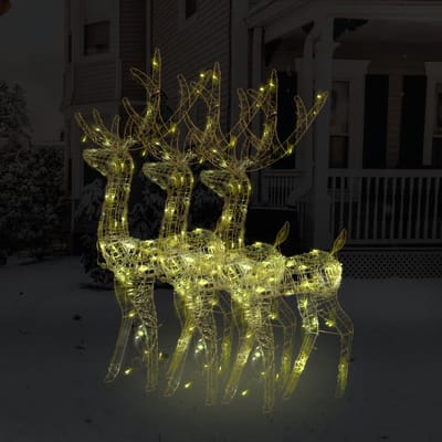 vidaXL Kerstversieringen rendier 3 st 128 cm acryl warmwit