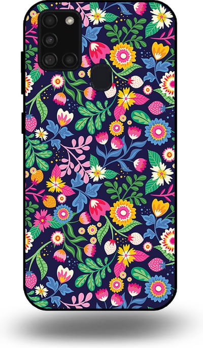 Smartphonica Telefoonhoesje geschikt voor Samsung Galaxy A21s met bloemen opdruk - TPU backcover case flower design geschikt voor Samsung Galaxy A21s