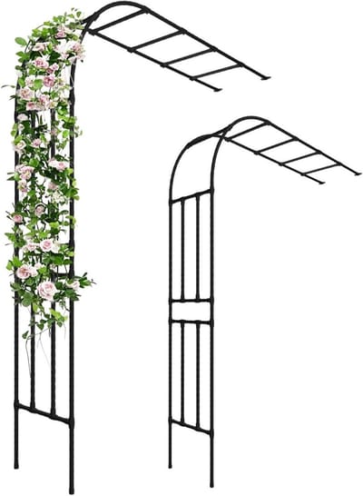 Metalen Tuinprieel - Rozenboog Klimplantboog - Tuin Decoratie - Roestbestendig Gegalvaniseerd Staal - 200x240 cm - Zwart