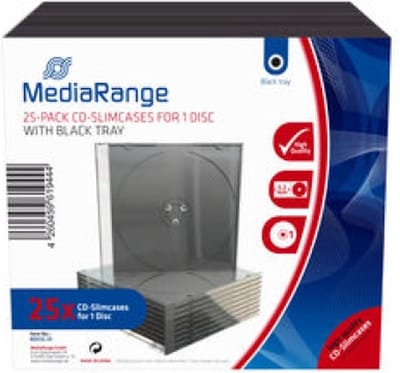 MediaRange | CD Slimcase | 5.2mm | 1 Disc | Zwart | 25 Stuks