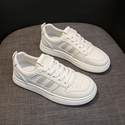 Platte Bodem Lichtgewicht Zachte Zool Leer Kleine Witte Schoenen Damesschoenen Vroege Herfst Nieuwe Student Board Schoenen Casual Sportschoenen 40 gray