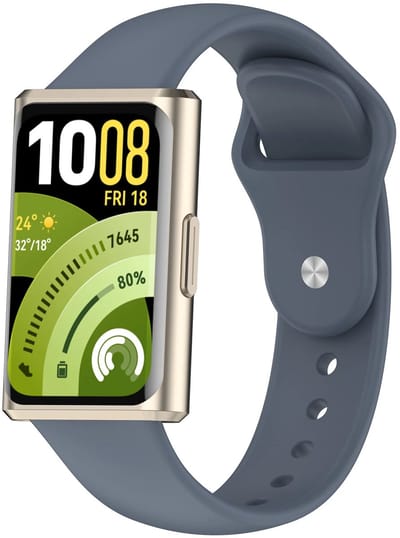 Strap-it Siliconen 'Sport' bandje geschikt voor Huawei Band 11 / Huawei Band 11 Pro (Grijs-Blauw)