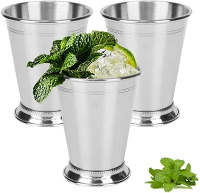 Dailygoods- Drinkbekers Set van 3 - Roestvrijstalen Cocktailbekers - Onbreekbare Munt Julep Bekers - Bar Accessoires - Perfect Cadeau voor Feesten - Aantrekkelijk Ontwerp