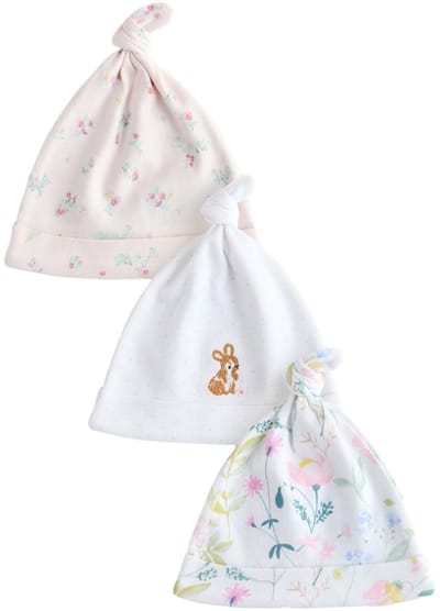 Next - Meisjes - Set van 3 babymutsen met gestrikte bovenkant - Wit