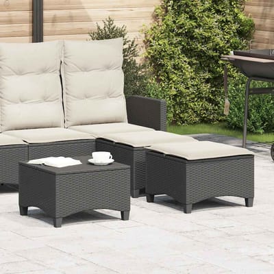 vidaXL - Tuinkrukken - met - kussens - 2 - st - 55x55x36 - cm - poly - rattan - zwart