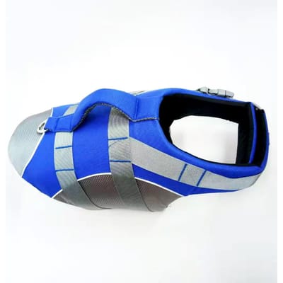Gilet de sauvetage réfléchissant pour chien réglable respirant gilet de sécurité pour animal de compagnie flottabilité améliorée tissu Oxford vêtements de natation plage (Blue,S--1.5-4kg) bleu