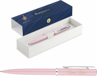 Balpen met Gravure - Gepersonaliseerd Cadeau voor Mannen en Vrouwen - Parijse Mode Inspiratie - Macaron Pink - Blauw Inkt