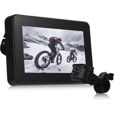 Rétroviseur de vélo pour guidon, caméra de recul 1080P pour vélo avec moniteur 4,3     Vision nocturne 8 LED 150 degrés noir