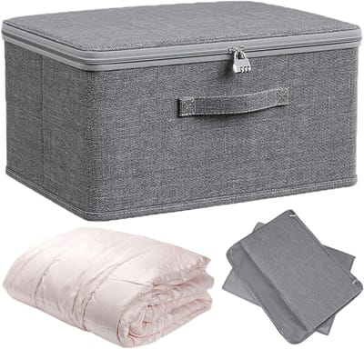 Opvouwbare opbergdozen met deksel, 40 x 30 x 21 cm, afsluitbare box voor speelgoed, kleding en dekens.