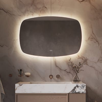 Schaere - Deens Ovale Badkamerspiegel - Indirecte Verlichting - Spiegel Verwarming - Instelbare Lichtkleur - Dimfunctie - 100x65 cm