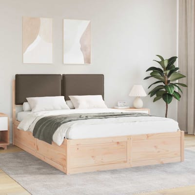 vidaXL - Bedframe - met - Gevoerde - Hoofdbord - Taupe - 160 - x - 200 - cm