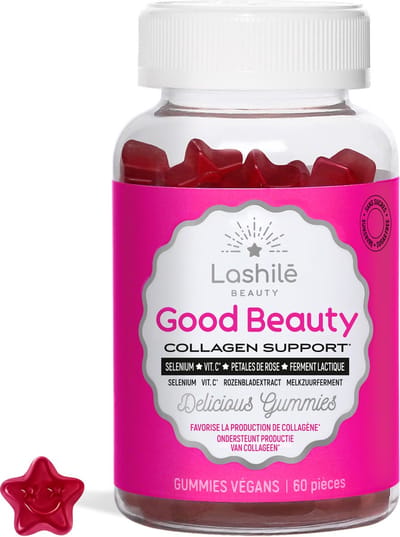 Lashilé Beauty Good Beauty Gummies - Draagt bij aan de normale vorming van collageen voor een stralend huid - Supplement met vitamine C, selenium en hyaluronzuur - 60 vegan Gummies - Suikervrij