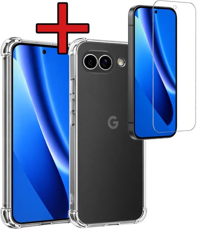 Hoesje - Met Screenprotector - Geschikt voor Google Pixel 10a - Sterk & Shockproof - Back Cover - Siliconen Case - Telefoon Hoes - Shock Proof - Telefoonhoes - Transparant
