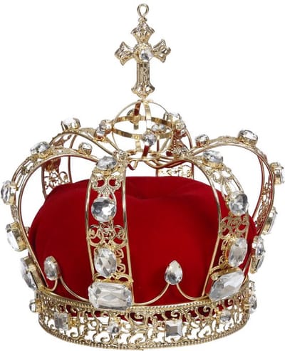Goodwill Kerstbal-Jewel-Kroon-Piek Parel Goud-Rood Lengte 20 cm