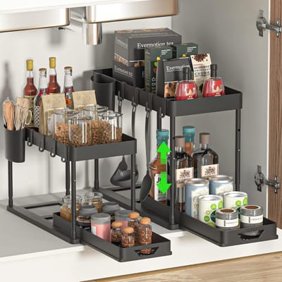 DD Gootsteenkast Organizer - Keukenkast Organizer - Gootsteenorganisers - Twee Stuks - Zwart