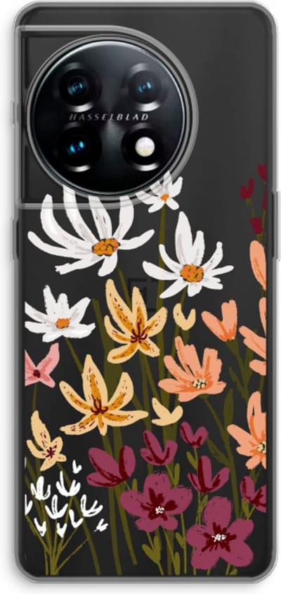 Case Company® - Hoesje geschikt voor OnePlus 11 hoesje - Painted wildflowers - Soft Cover Telefoonhoesje - Bescherming aan alle Kanten en Schermrand