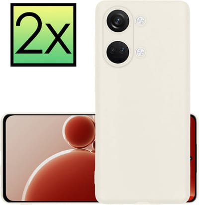 Hoesje - 2 Stuks - Geschikt voor OnePlus Nord 3 - Sterk & Shockproof - Case Siliconen - Back Cover - Telefoon Hoes - Wit