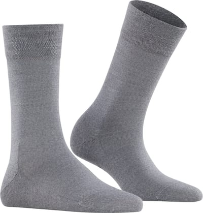 FALKE Sensitive Berlin met comfort tailleband wol katoen sokken dames grijs - maat 35-38