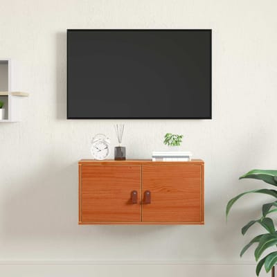 vidaXL - Wandkast - met - plank - Wasbruin - 60 - x - 30 - x - 30 - cm - Massief - grenenhout