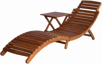 Ligstoel met bijzettafel - Relaxstoel Tuinstoel - Ontspannen in de tuin - Massief acaciahout