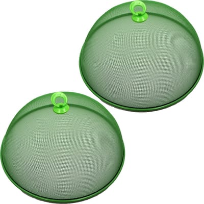 Haushaltshelden Vliegenkap/voedselkap - 4x - groen - metaal - D35 x H16 cm
